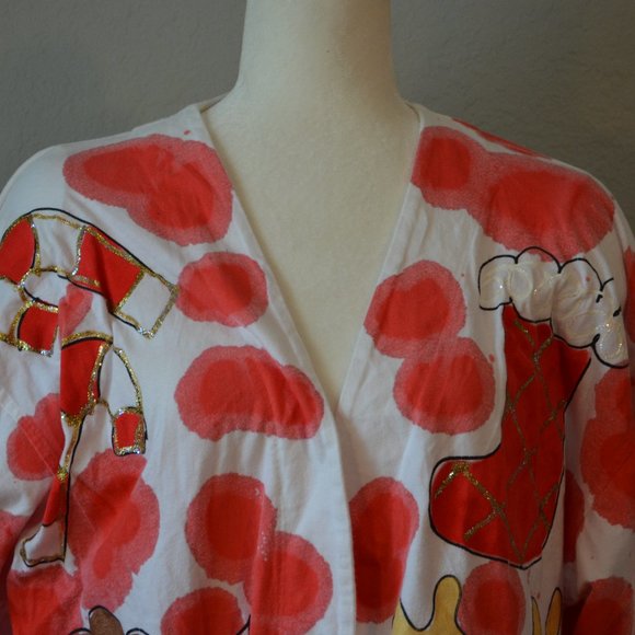 Sz XXL Dee's Tees 80's Vintage Ugly Christmas Sweater Jacket - Picture 6 of 14